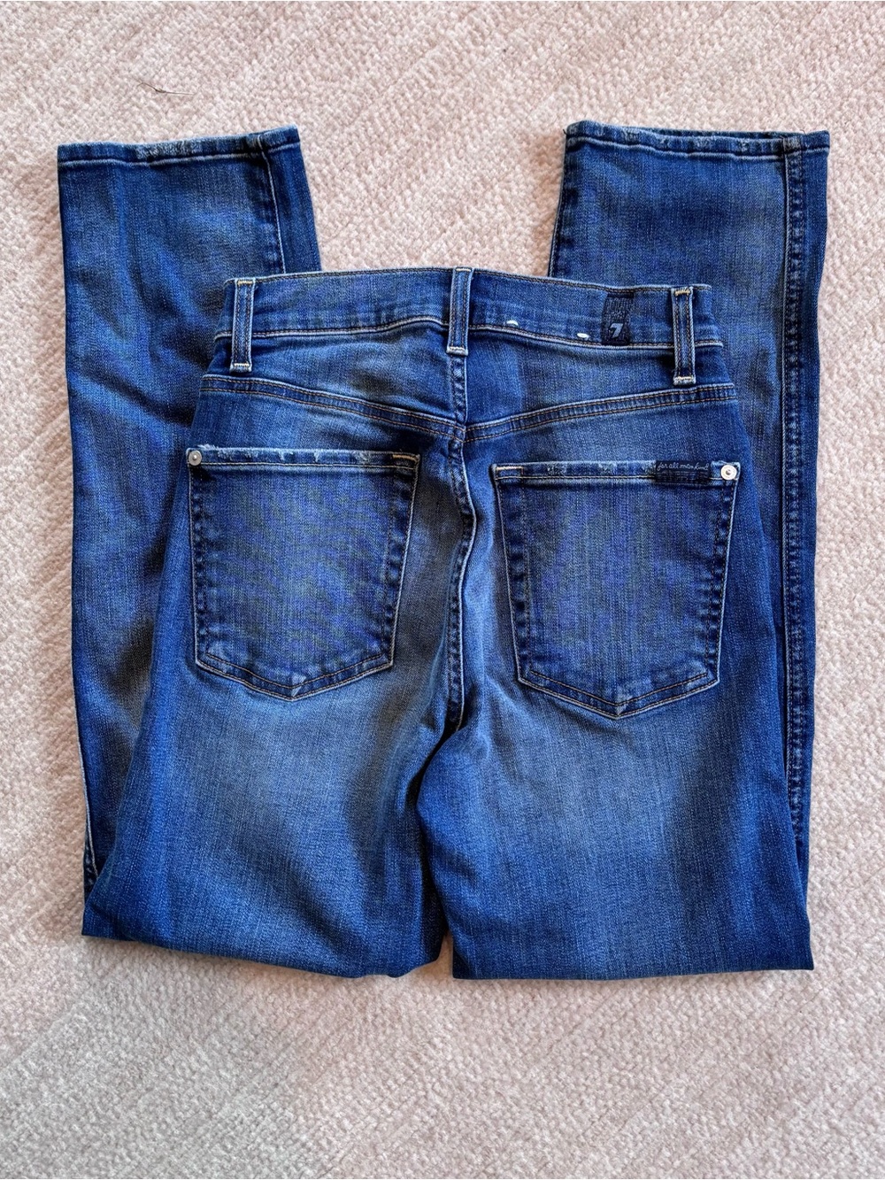 7 For All Mankind High Waist Cropped Straight Women’s Medium Blue Skinny Jeans